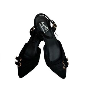 Seychelles women's black suede pointed-toe slingback pumps